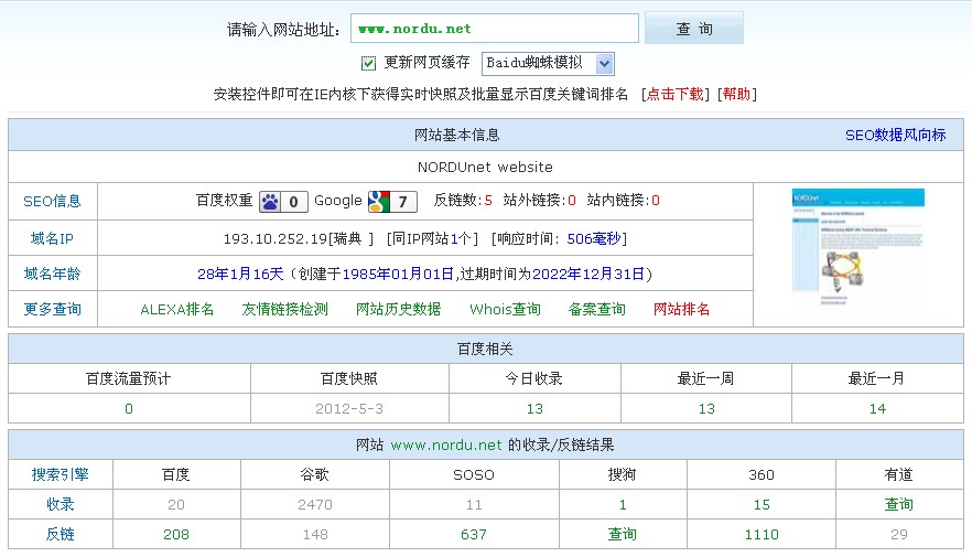 nordu.net网站的基本网站信息